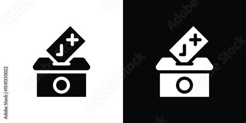 Referendum icon in flat black solid vector set