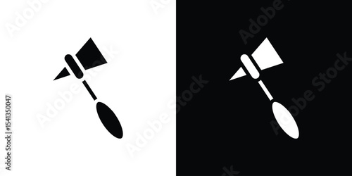 reflex hammer icon in flat black solid vector set