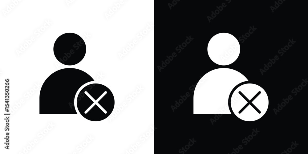 Fototapeta premium Remove user icon in flat black solid vector set