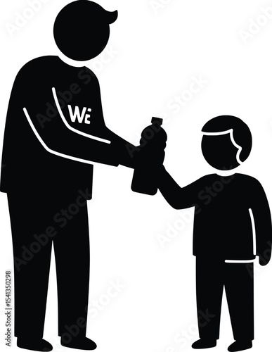 Charitable Act, Refugee Support, Community, Vector Illustration, Warm Environment, Close-up View, Humanity Concept