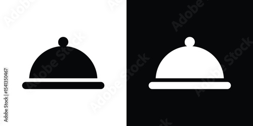 Restaurant Tray icon in flat black solid vector set