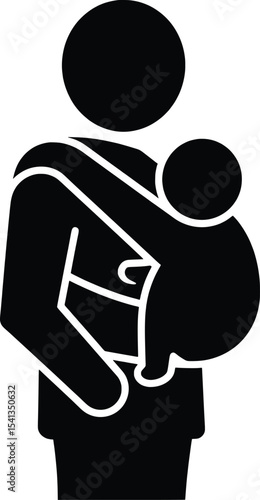 Vector Illustration of Parent with Child in a Humanitarian Environment