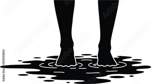 Vector Illustration of Feet in Water, Exploring Social Issues in Minimalist Design