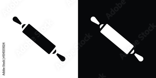 Rolling pin icon in flat black solid vector set