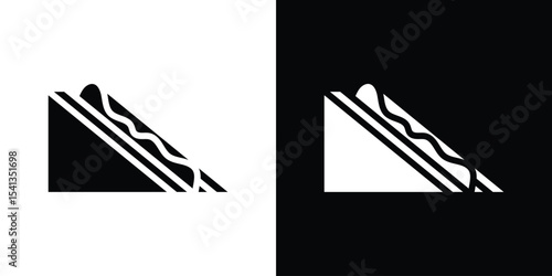 Sandwich icon in flat black solid vector set