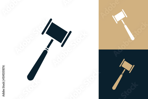 Hammer gavel law icon logo flat template design isolated graphic