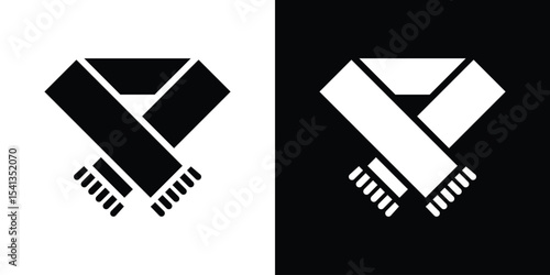 Scarf icon in flat black solid vector set