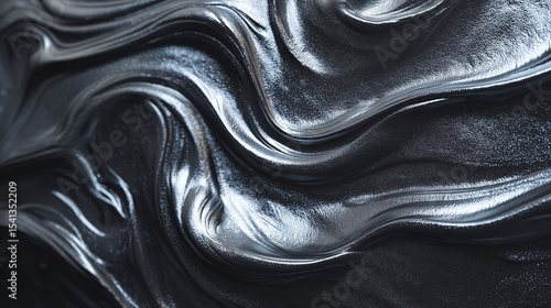 Metallic ripples create a mesmerizing, fluid texture with captivating highlights and shadows, ideal for modern aesthetics.