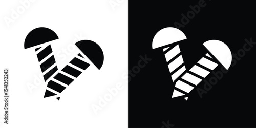 Screws icon in flat black solid vector set