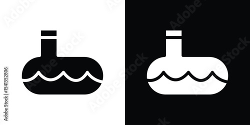 Sewerage tank icon in flat black solid vector set