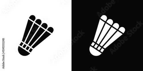 Shuttlecock icon in flat black solid vector set