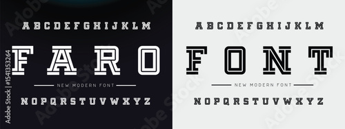 Creative Outline Double line monogram alphabet and tech fonts. Lines font regular uppercase and lowercase. Vector illustration.
