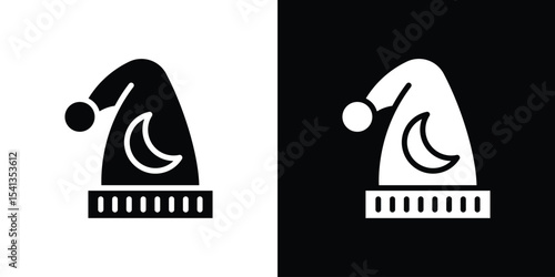 Sleeping Hat icon in flat black solid vector set