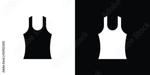 Sleeveless shirt icon in flat black solid vector set