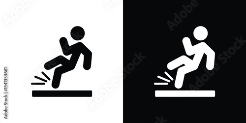 Slippery floor icon in flat black solid vector set