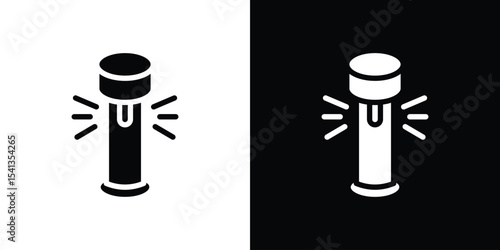 Solar Garden Light lamp icon in flat black solid vector set