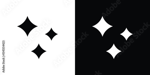 Sparkles icon in flat black solid vector set