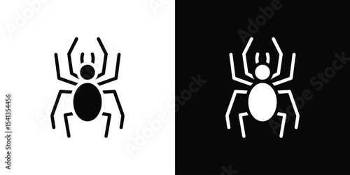 Spider icon in flat black solid vector set