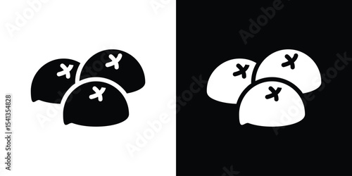 Steamed bread icon in flat black solid vector set