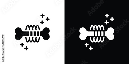 Strong healthy bones icon in flat black solid vector set