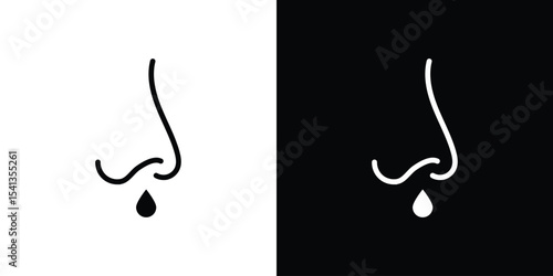 Stuffy nose icon in flat black solid vector set