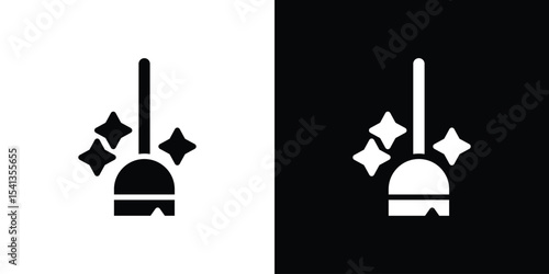 Sweeping icon in flat black solid vector set