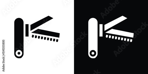 Swiss Knife icon in flat black solid vector set