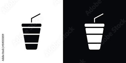 Swoosh Cup icon in flat black solid vector set
