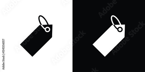 Tag icon in flat black solid vector set