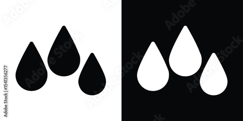 Tear drop icon in flat black solid vector set