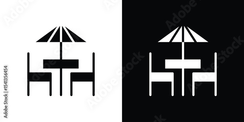 Terrace icon in flat black solid vector set