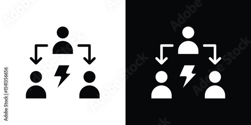 Third party icon in flat black solid vector set