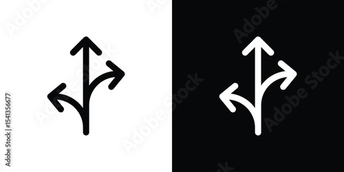 Three directions icon in flat black solid vector set