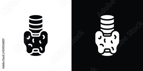 Thyroid icon in flat black solid vector set