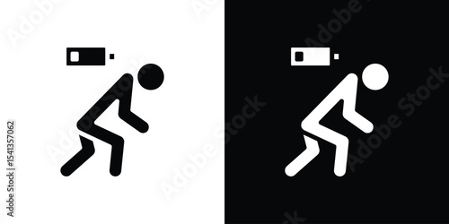 Tired icon in flat black solid vector set
