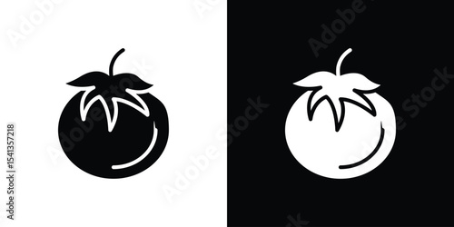 Tomato icon in flat black solid vector set