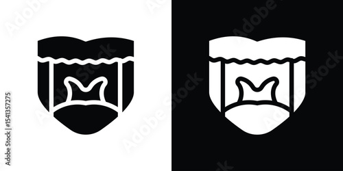 Tonsillitis icon in flat black solid vector set