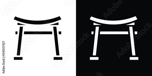 Torii gate icon in flat black solid vector set