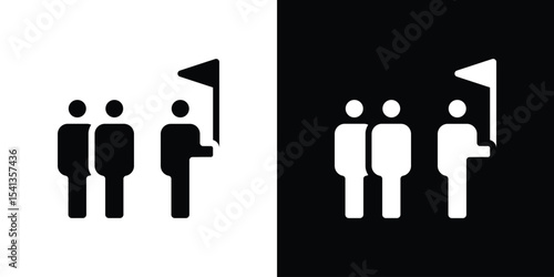Tour guide people icon in flat black solid vector set