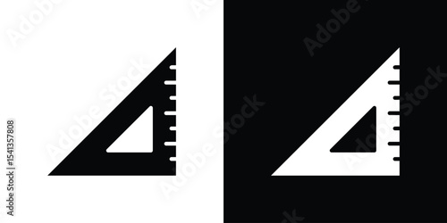 Triangle ruler icon in flat black solid vector set
