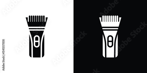 Trimmer icon in flat black solid vector set