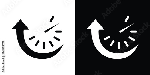 Uptime and downtime icon in flat black solid vector set