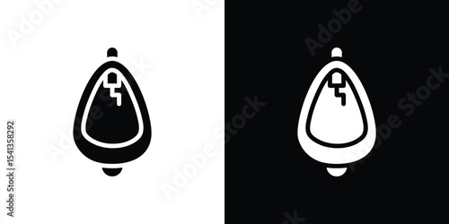 Urinal icon in flat black solid vector set