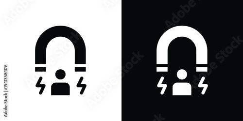 User engagement icon in flat black solid vector set