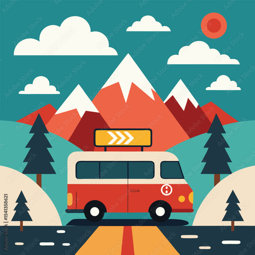 Obraz premium camping in the mountains vector illustration