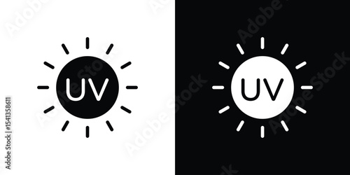 UV icon in flat black solid vector set