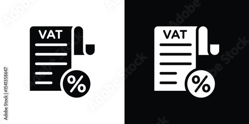 Value added tax VAT icon in flat black solid vector set