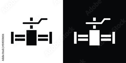 Valve icon in flat black solid vector set