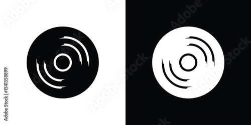 Vinyl icon in flat black solid vector set
