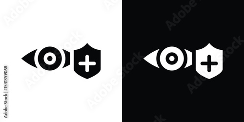 Vision insurance icon in flat black solid vector set